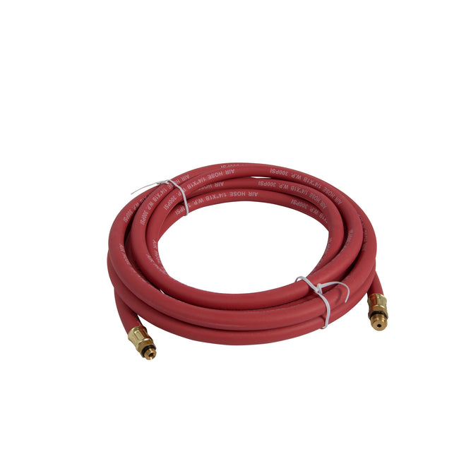 15-Foot Rubber Air Hose with 1/4-Inch NPS and 3/8-Inch-24TPI Brass Fittings