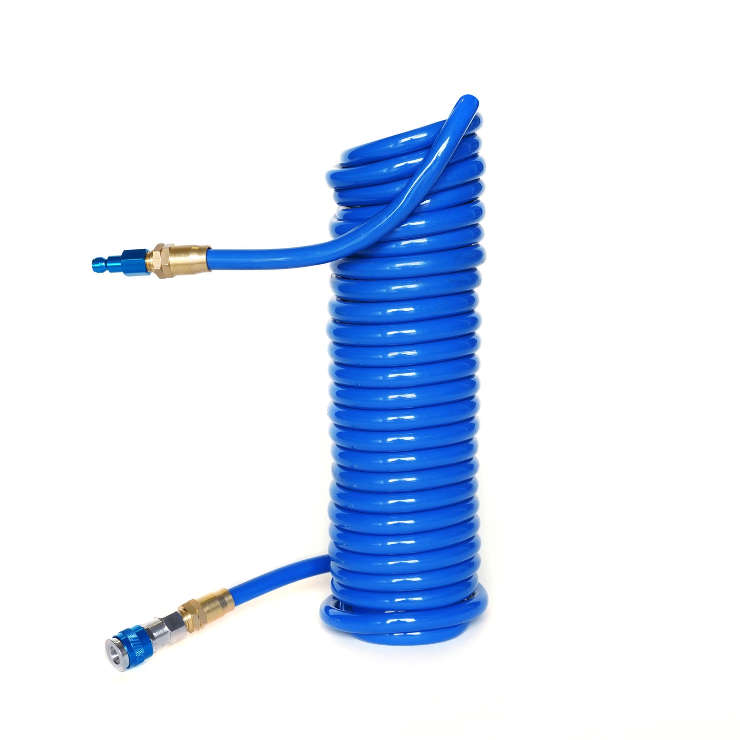 25-Foot Coiled 3/8-Inch ID Air Hose with Reuseable 1/4-Inch NPT Brass and Quick Connect Fittings