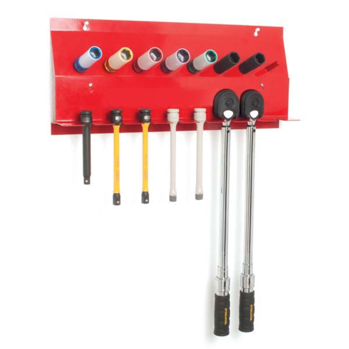 8-Slot, 8-Peg Wall Mounted Storage Bracket for Tools, Sockets, Wrenches, and Extensions