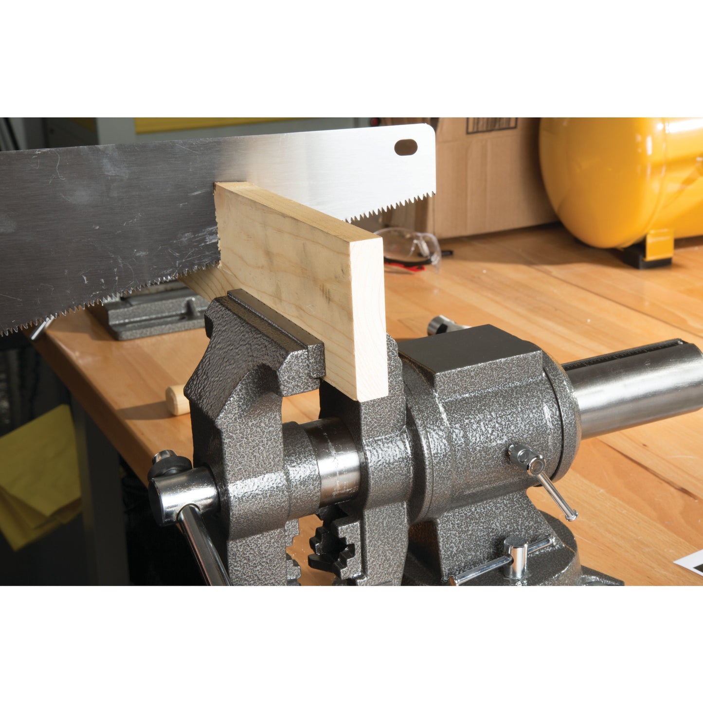 5-Inch Rotating Head Bench Vise with 360-degree Swivel Base, Gray