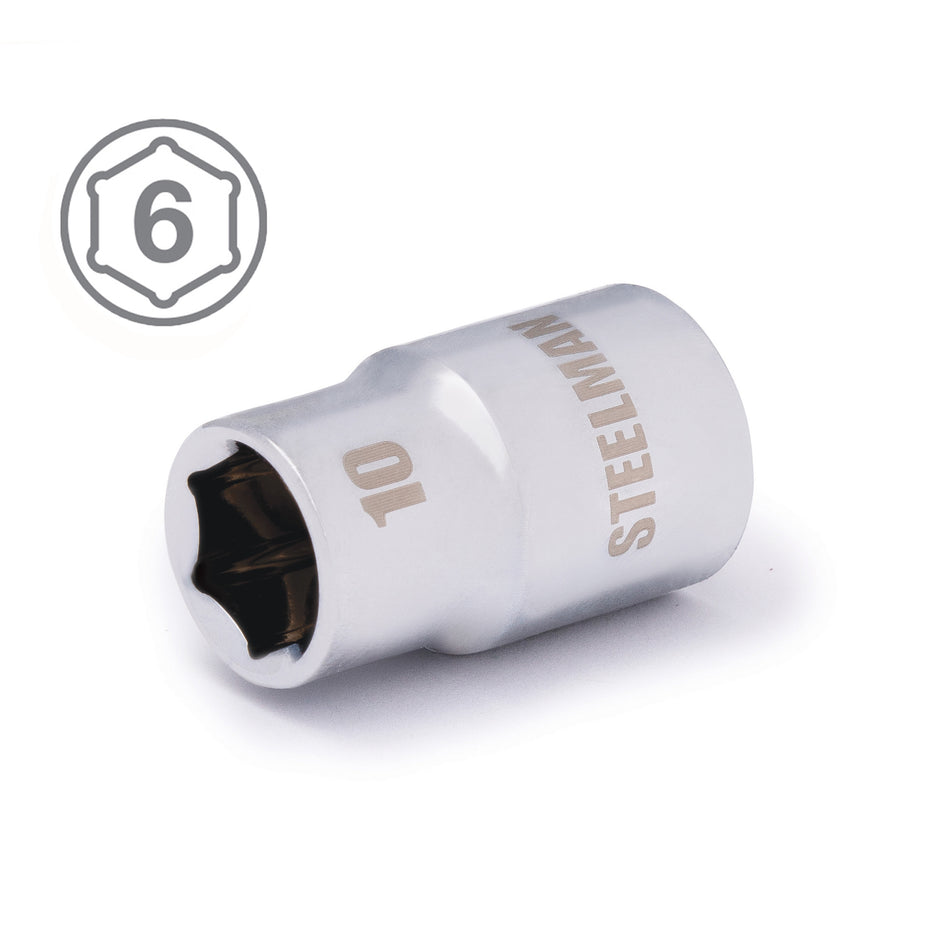 3/8-Inch Drive x 10mm Shallow 6-Point Metric Single Socket