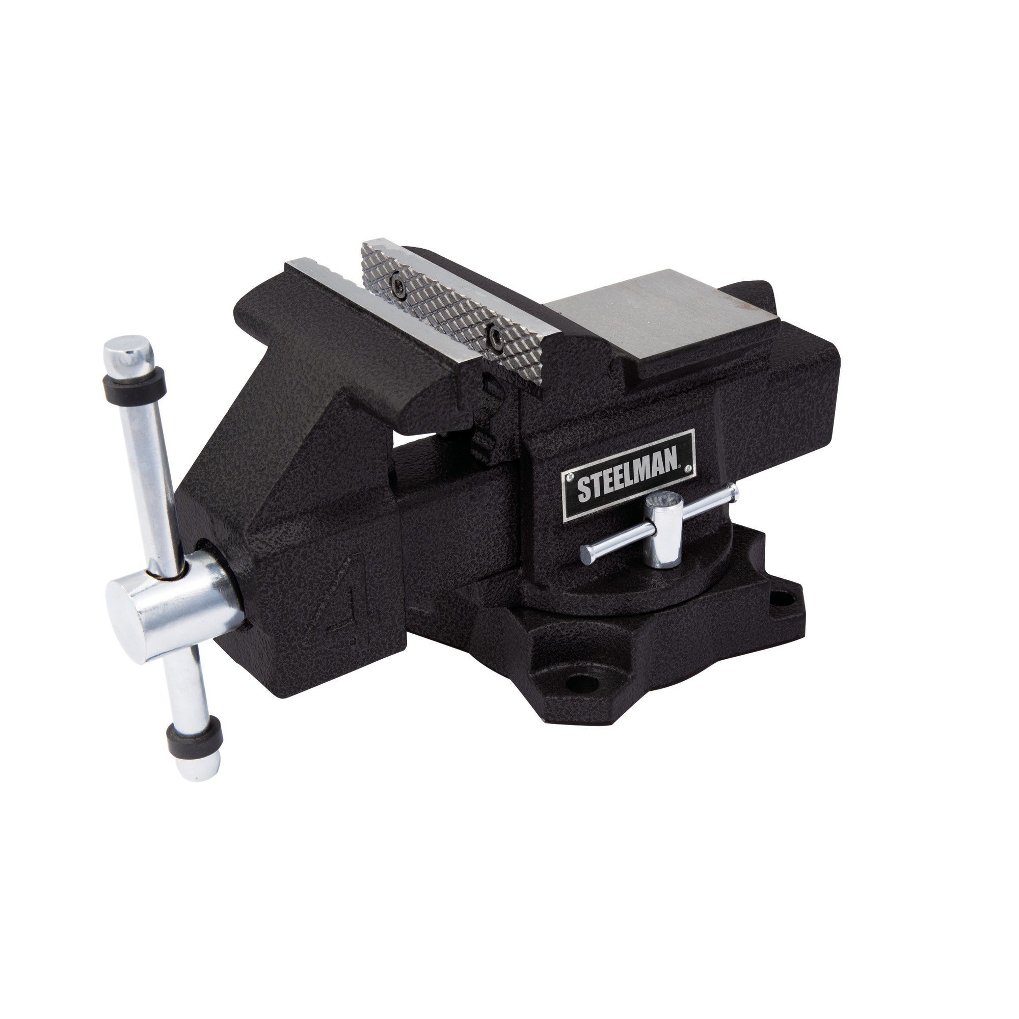 Steelman 4-Inch Bench Vise With 360-Degree Swivel Base, Serrated Steel  Jaws, Gray – Steelman Tools