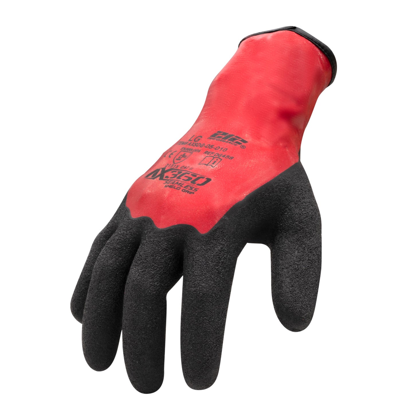 AX360 Shield Grip Latex-dipped Gloves in Black and Red