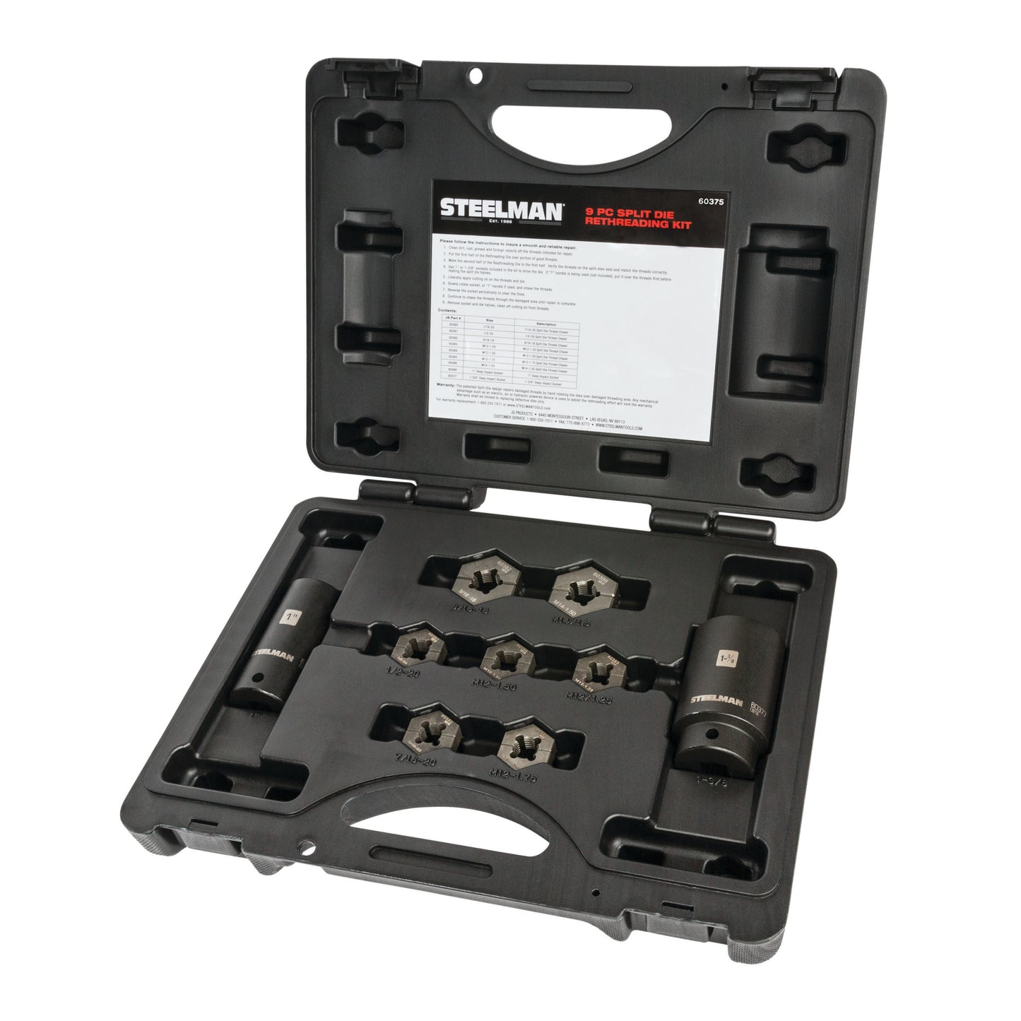 9-Piece Split Die Wheel Stud Repair and Rethreading Kit – Steelman Tools