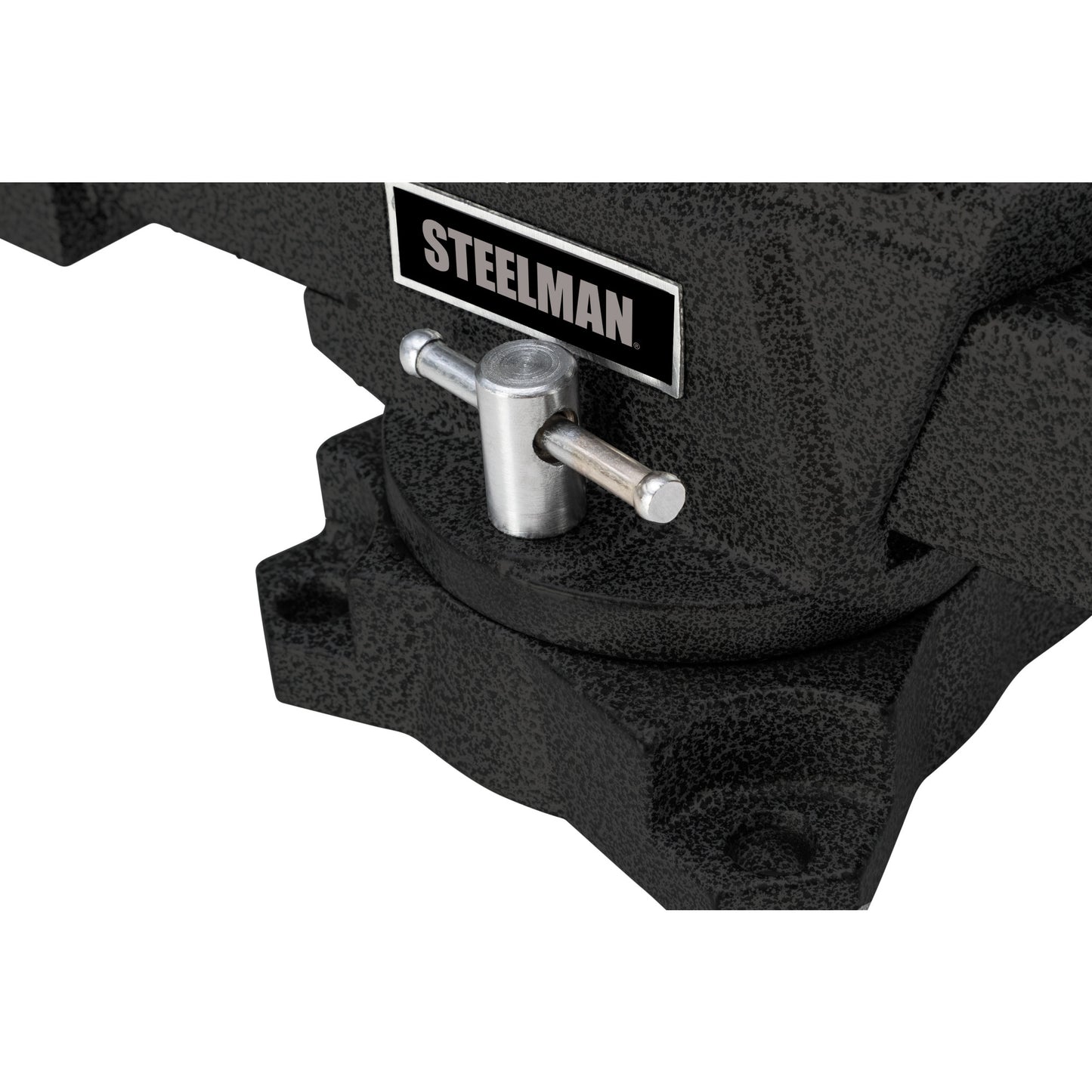 4-Inch Bench Vise with 360-degree Swivel Base, Serrated Steel Jaws, Gray