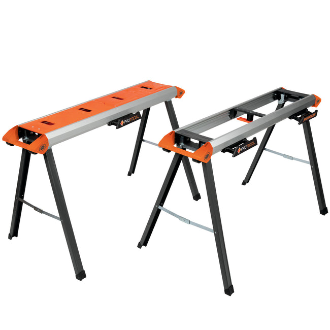 2-Pack 46-Inch / 500-Pound Individual Capacity Lightweight Aluminum Sawhorse Kit with Multi-position Mounting Brackets