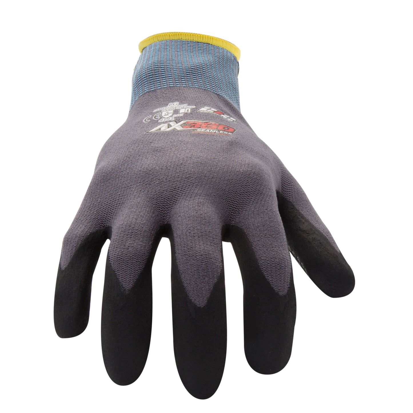 AX360 Dotted Grip Nitrile-dipped Work Gloves in Black and Gray