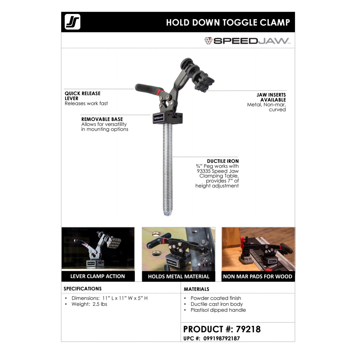 Hold-Down Toggle Clamp for SPEEDJAW Clamping Tables