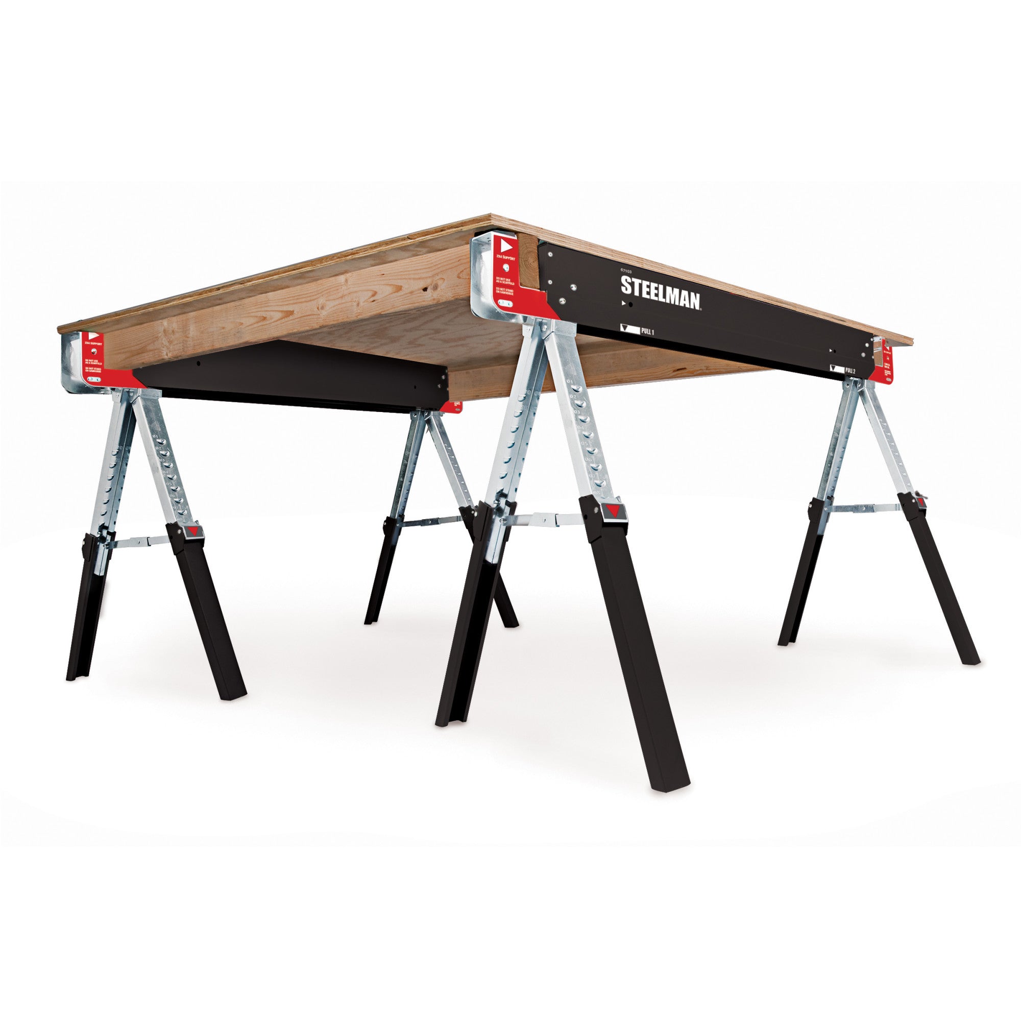 Steelman 2-Piece Adjustable Height Folding Sawhorse Work Table