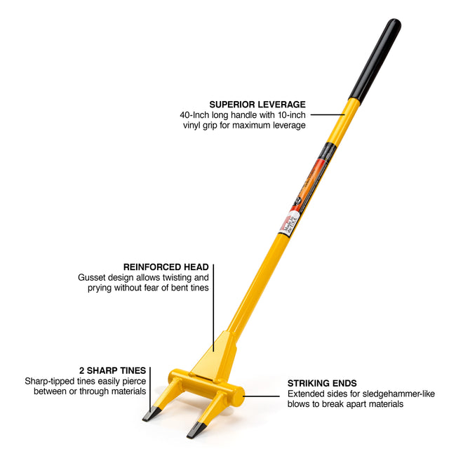 2-Tine Honey Badger Demo Fork with 40-Inch Handle