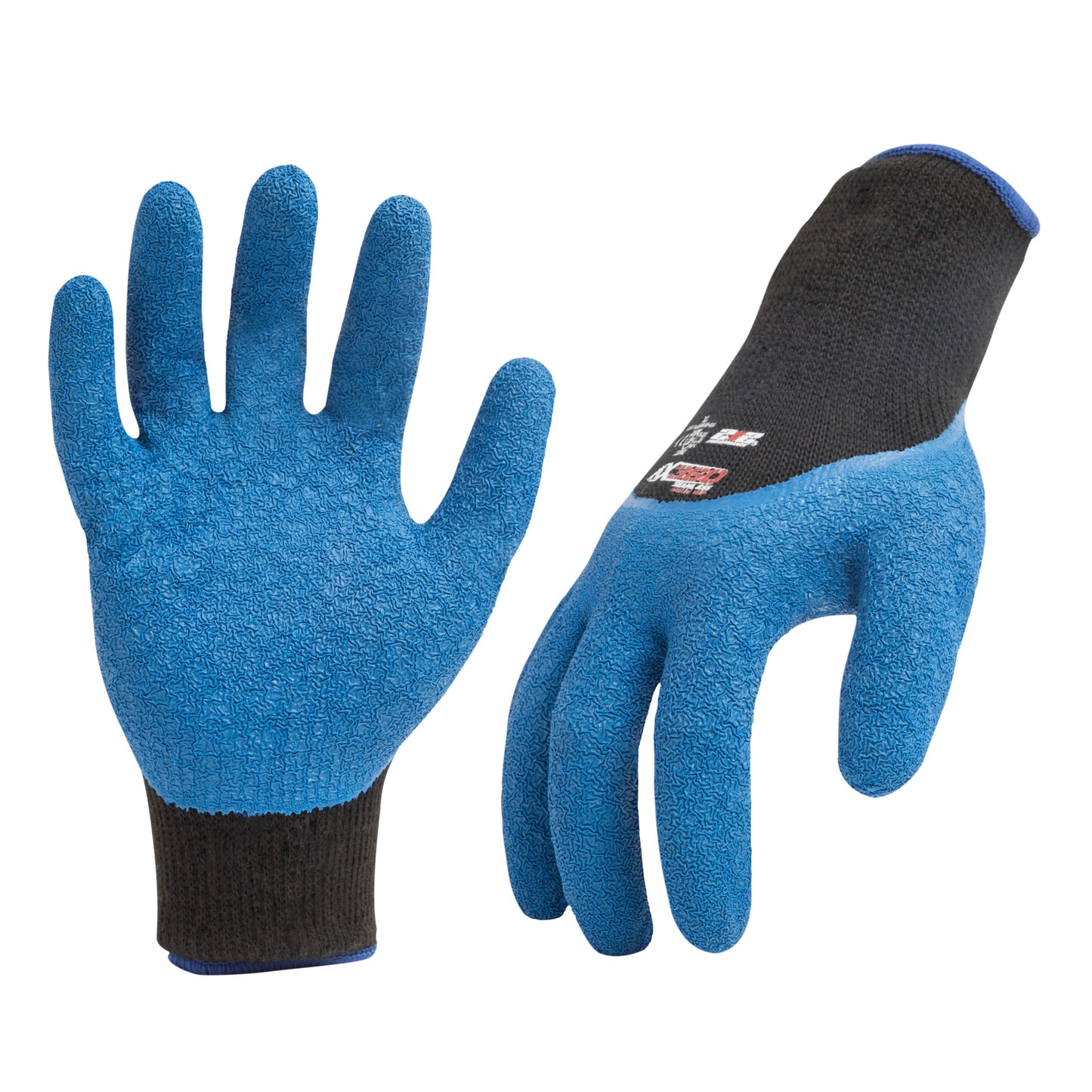 AX360 Latex-dipped Crinkle Grip Cut Resistant Gloves in Blue and Black (EN Level 2 / ANSI A2)