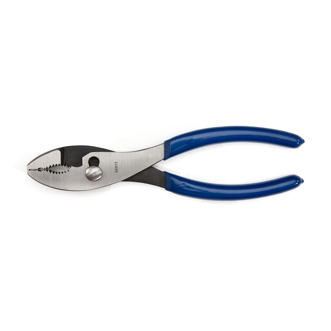 8-Inch Long Slip-Joint Pliers with Wire Cutter and Dual Layer Blue Grip