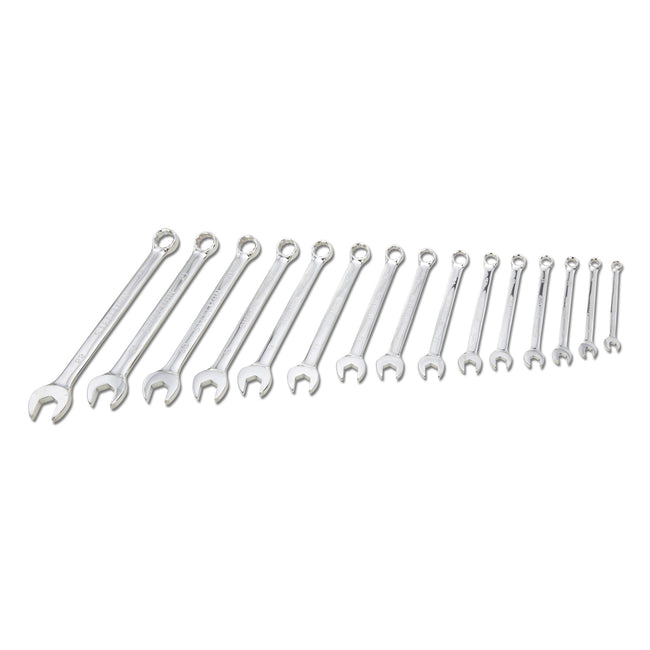 15-Piece Metric 12-Point Combination Wrench Set with Fabric Storage Roll