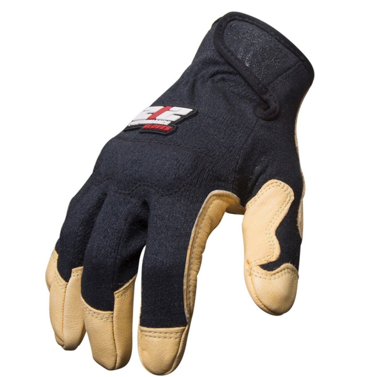 GSA Compliant Fire Resistant Premium Leather Fabricator Gloves in Black and Tan