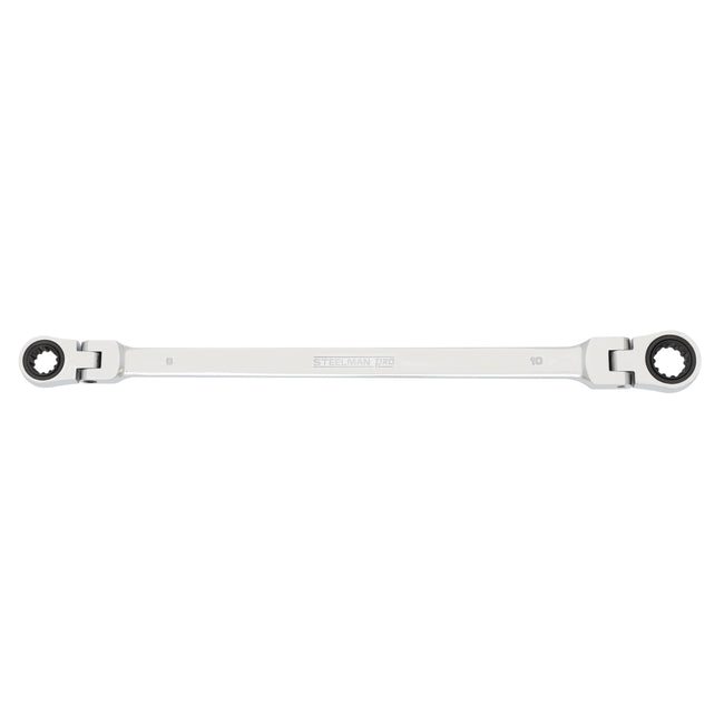 8mm x 10mm Flex-Head Double Box-End Deep Universal Spline Ratcheting Wrench