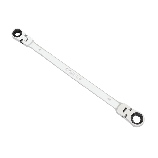 8mm x 10mm Flex-Head Double Box-End Deep Universal Spline Ratcheting Wrench