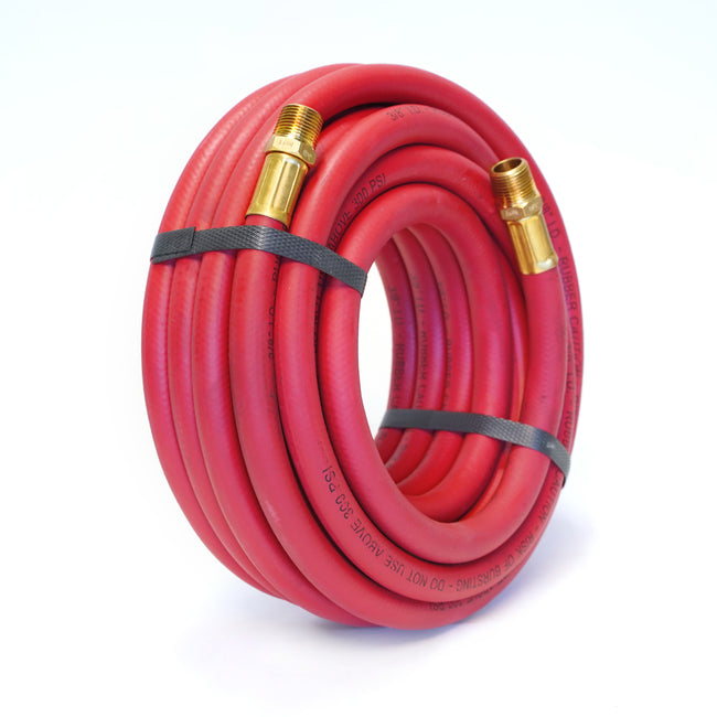 30-Foot Long Rubber 3/8-Inch ID Air Hose with 3/8-Inch NPT Brass Fittings