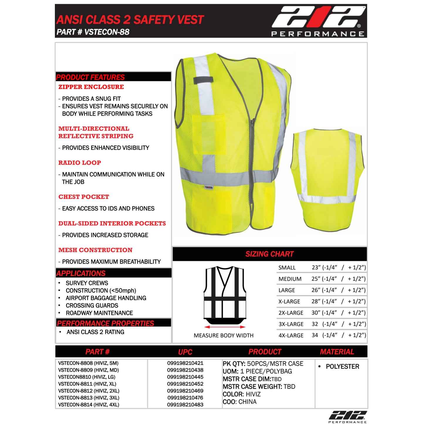 Hi-Viz ANSI Class 2 Safety Vest