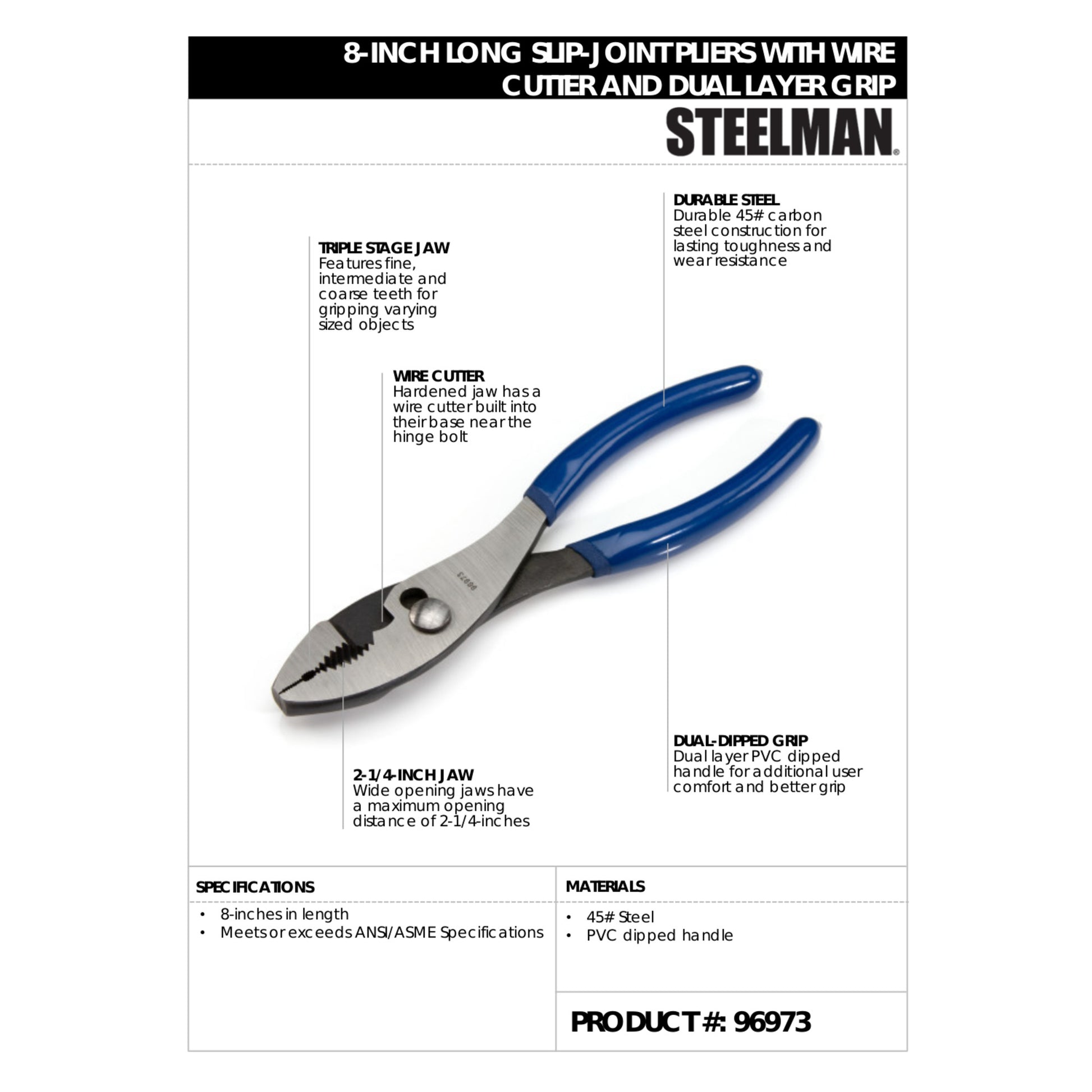 Steelman 60703 14-inch Groove Joint Adjustable Pliers
