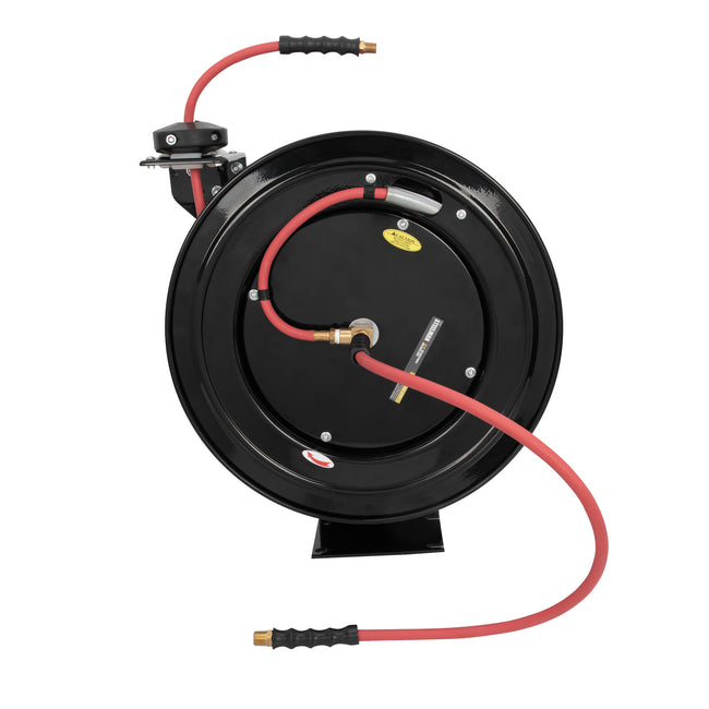 50-Foot Long 1/4-Inch Inner Diameter Air Hose with Spring Retractable Hose Reel with 1/4-Inch NPT Fittings