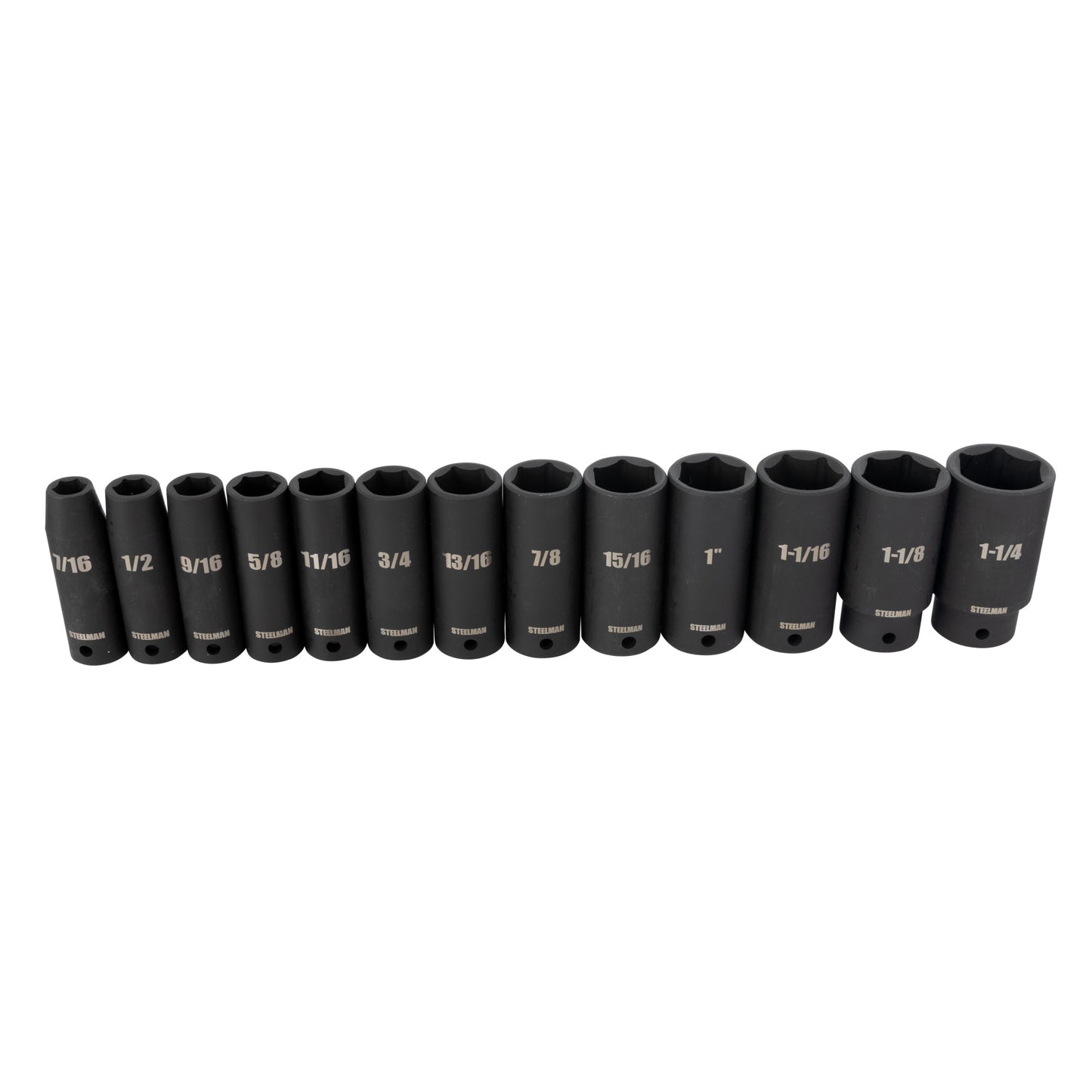 29-Piece 1/2-Inch Drive 6-Point Deep Impact Socket Set, Black