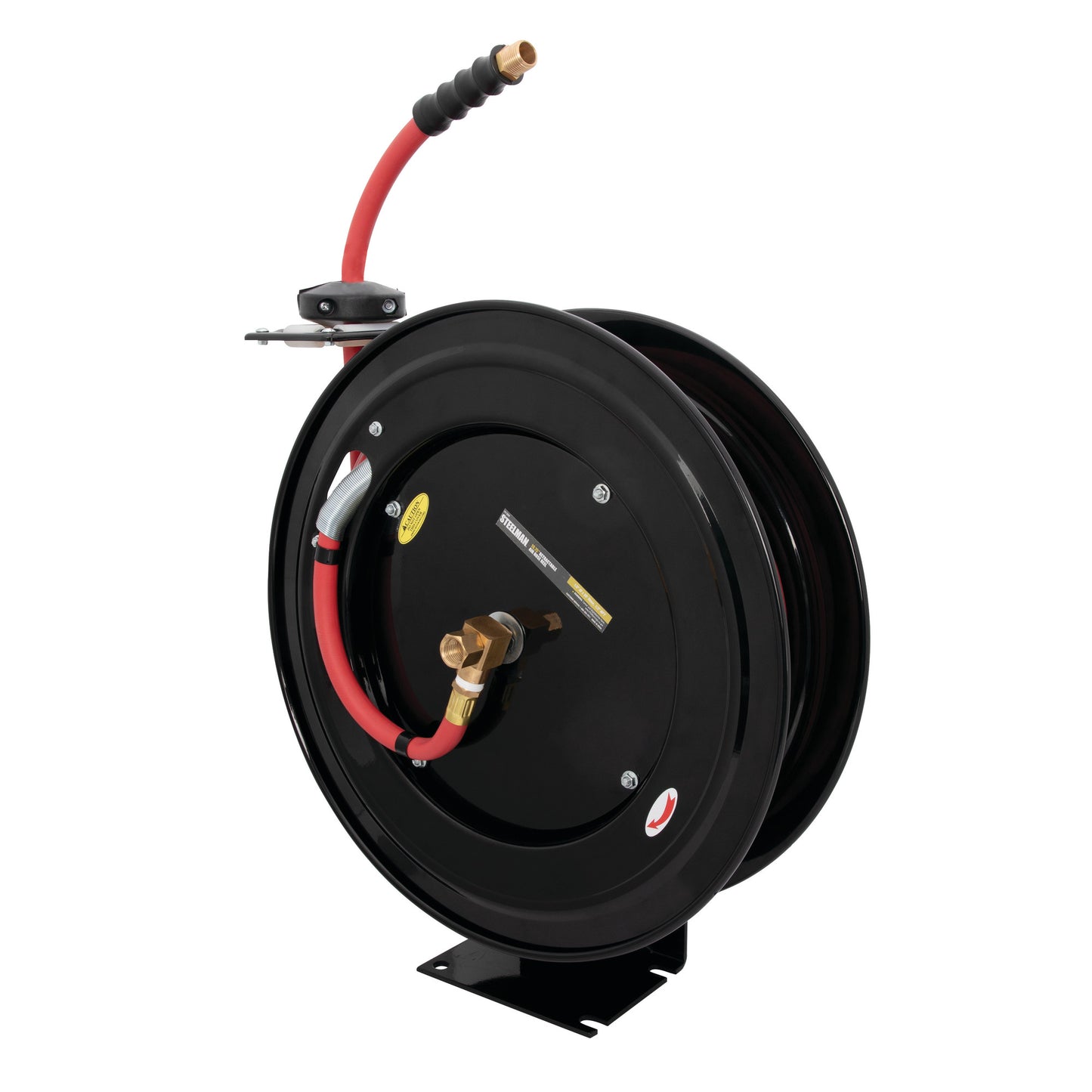 50-Foot Long 1/2-Inch Inner Diameter Air Hose with Spring Retractable Hose Reel with 1/2-Inch NPT Fittings