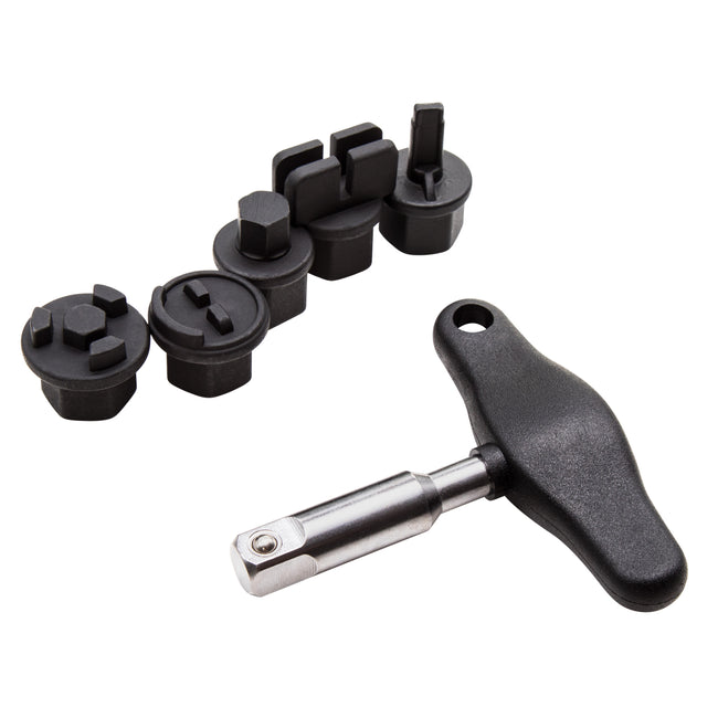 6-Piece Oil Drain Plug Wrench Kit for Installing and Removing Plastic Oil Drain Plugs and Bolts