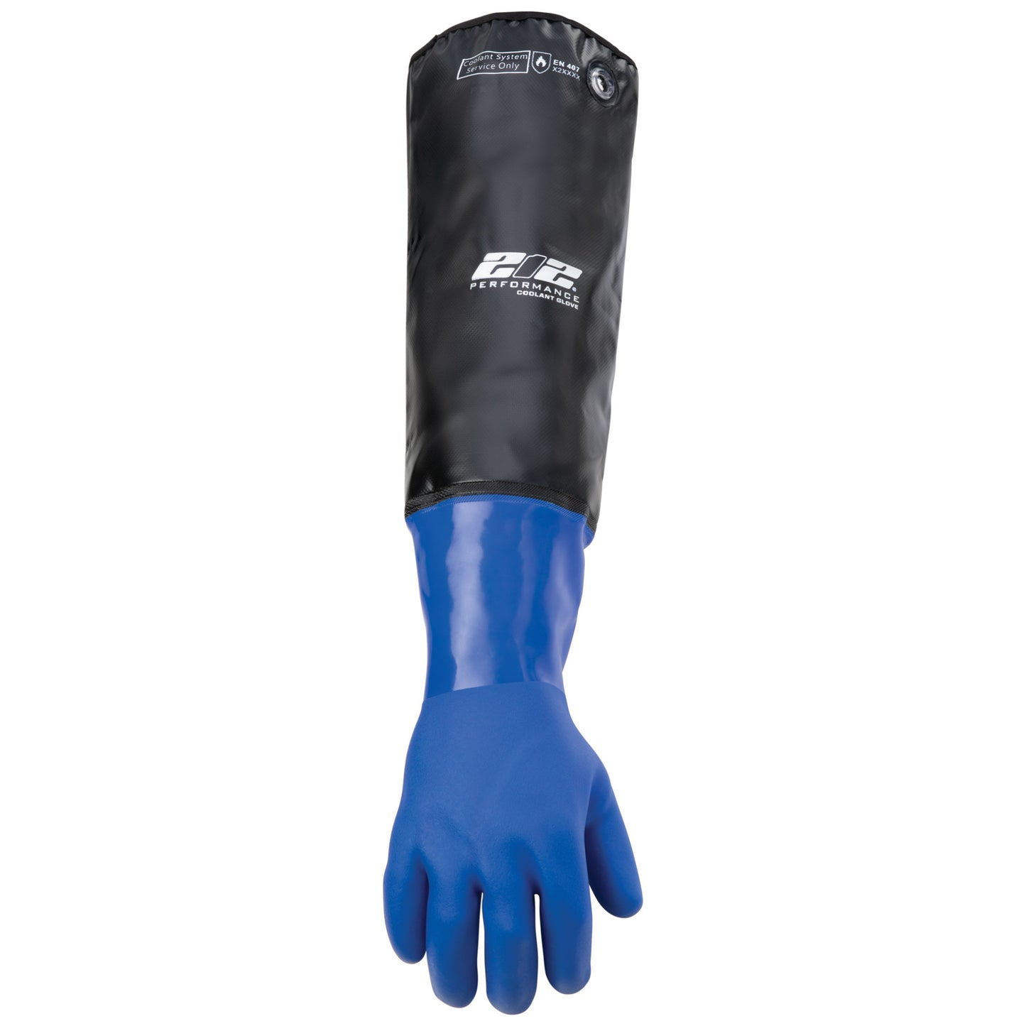 Heat and Liquid Resistant Elbow Length Protective Gloves in Blue and Black