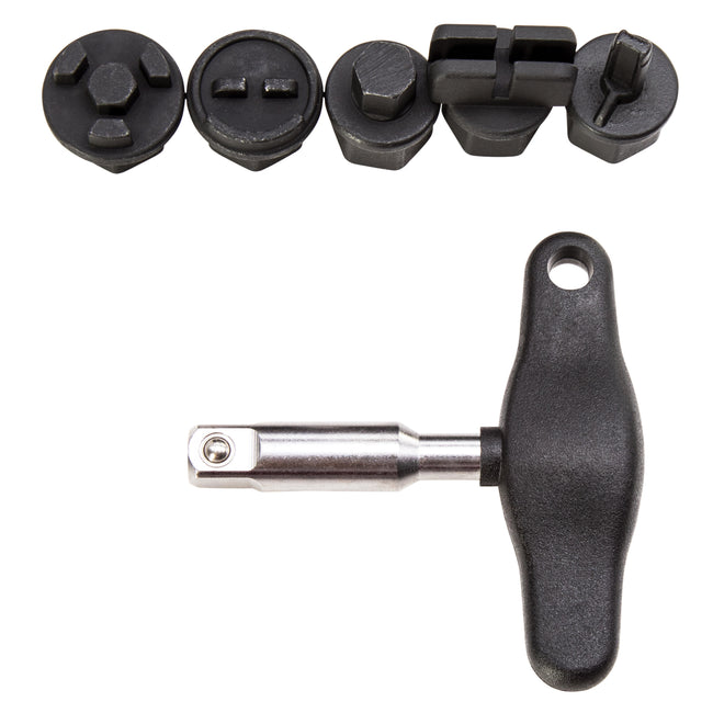 6-Piece Oil Drain Plug Wrench Kit for Installing and Removing Plastic Oil Drain Plugs and Bolts