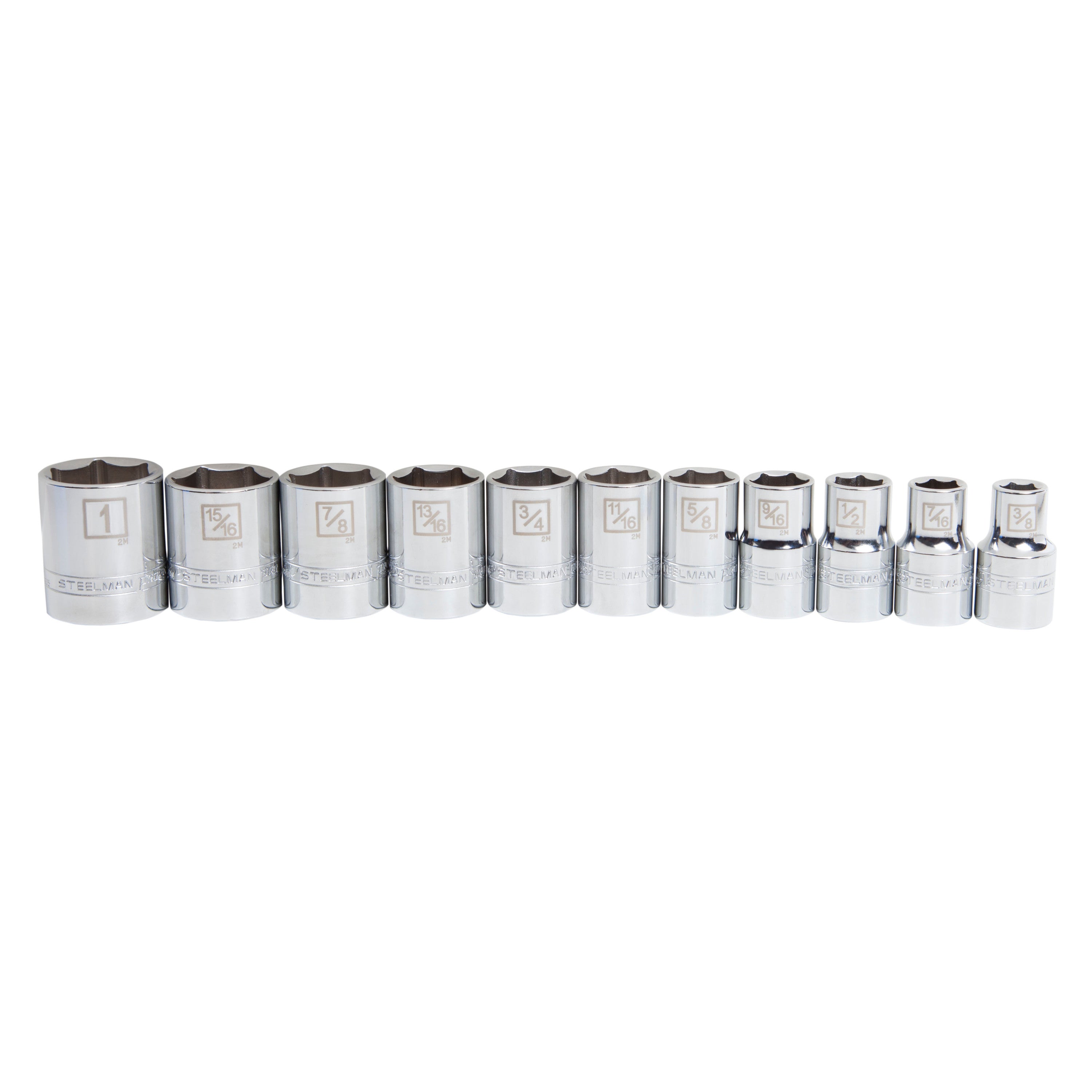 11-Piece 1/2-Inch Drive Shallow Depth 6-Point SAE Socket Set – Steelman ...