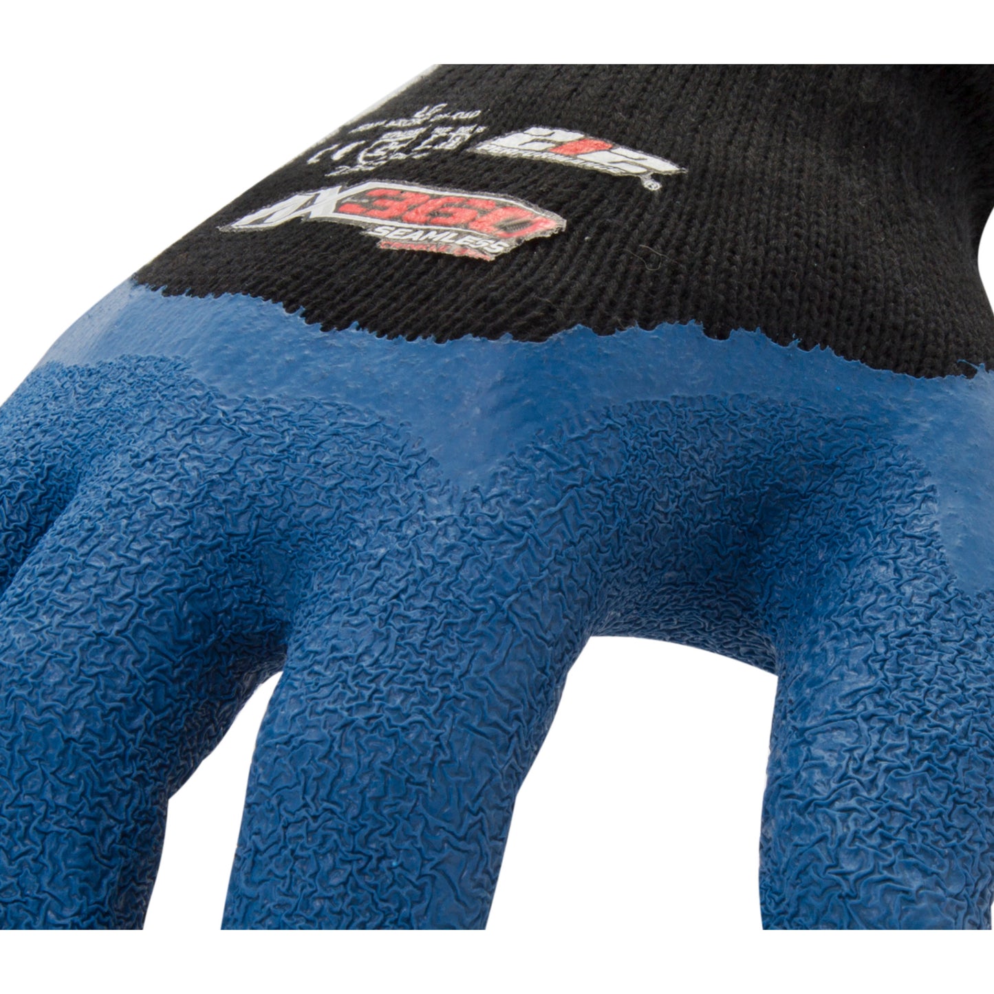 AX360 Latex-dipped Crinkle Grip Cut Resistant Gloves in Blue and Black (EN Level 2 / ANSI A2)