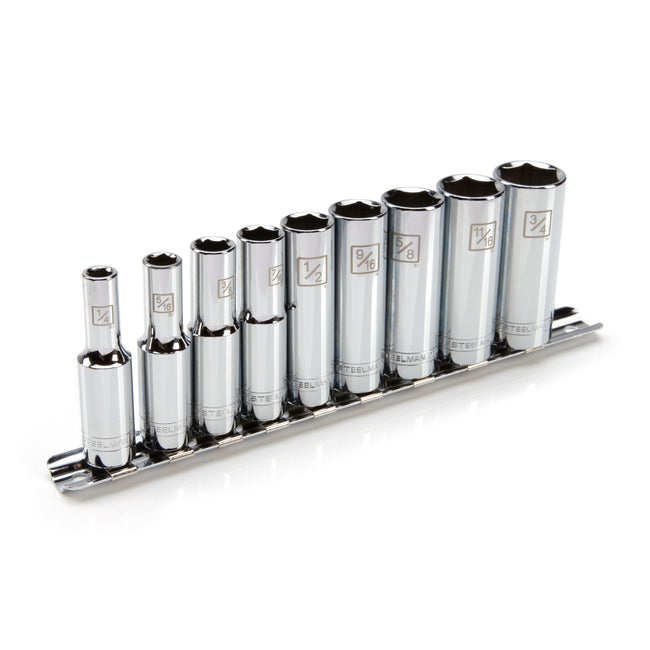 9-Piece 3/8-Inch Drive Deep 6-Point Chrome SAE Socket Set