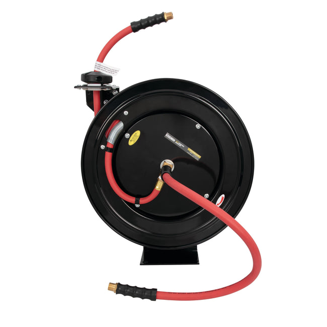 50-Foot Long 1/2-Inch Inner Diameter Air Hose with Spring Retractable Hose Reel with 1/2-Inch NPT Fittings