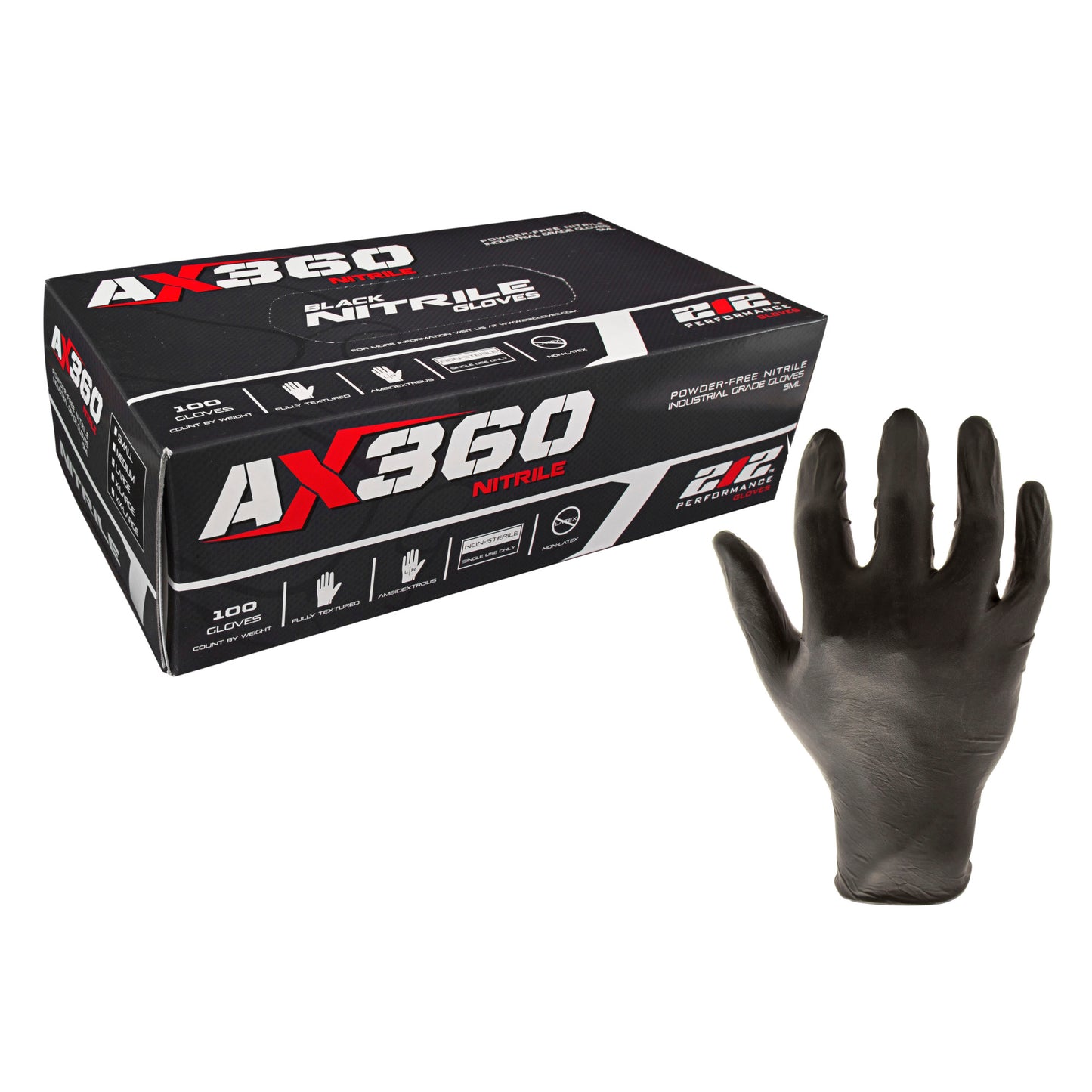 5mil Disposable Black Nitrile Gloves (Latex Free), 100ct