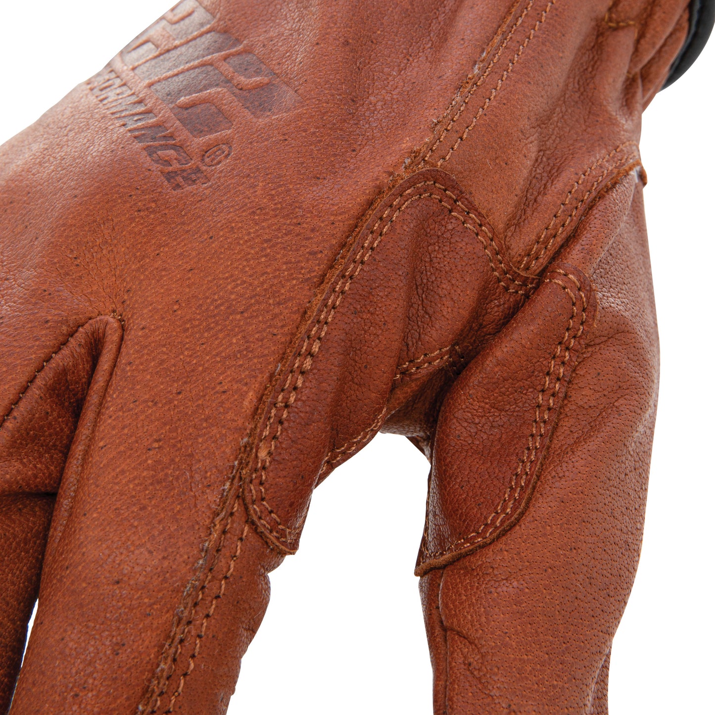 Fleece Lined ANSI A3 Cut Resistant Buffalo Leather Driver Winter Work Glove with Rib Knit Cuff in Russet Brown