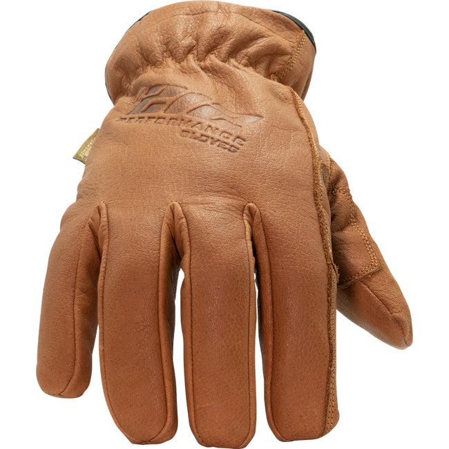 Fleece Lined ANSI A3 Cut Resistant Buffalo Leather Driver Winter Work Glove in Russet Brown