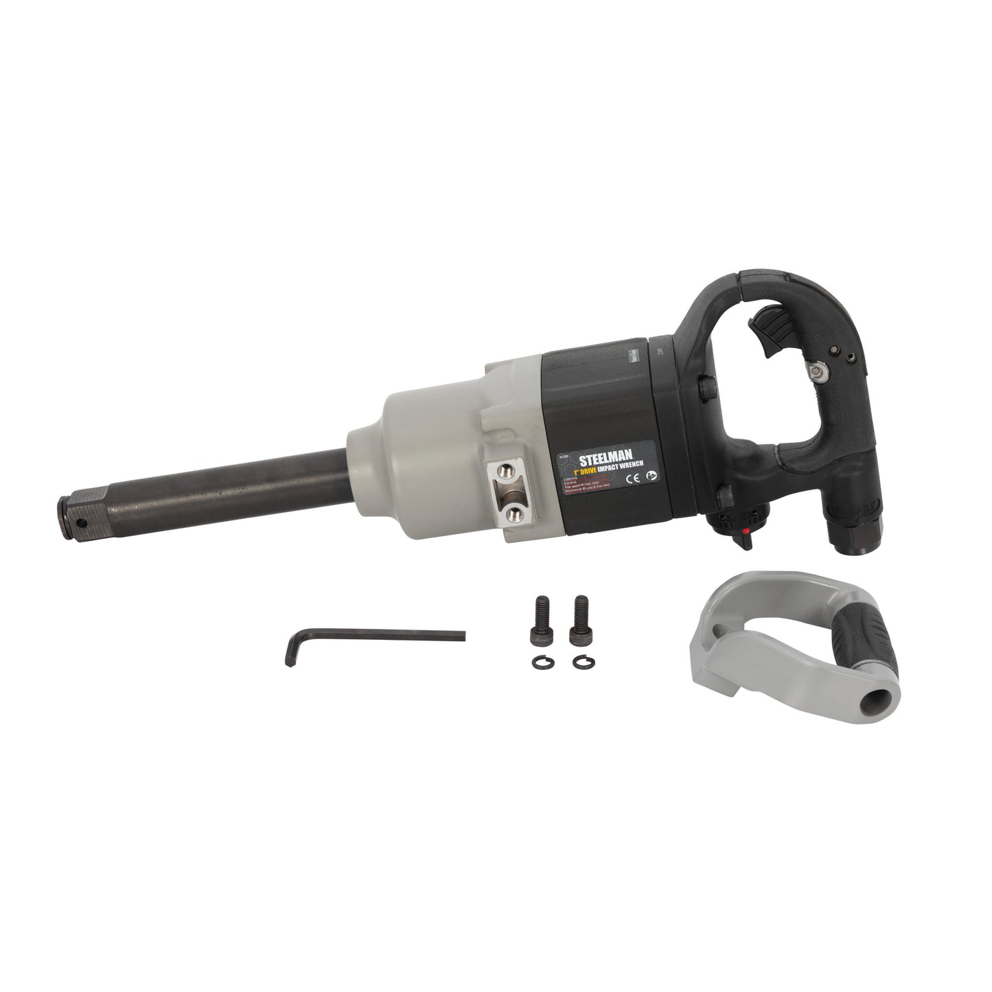 1-Inch Drive Heavy-Duty 2000 ft-lb Twin Hammer Impact Wrench with 6-Inch Anvil, Black and Gray