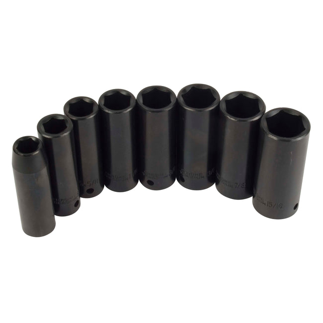 7-Piece 1/2-Inch Drive Deep 6-Point Impact SAE Socket Set