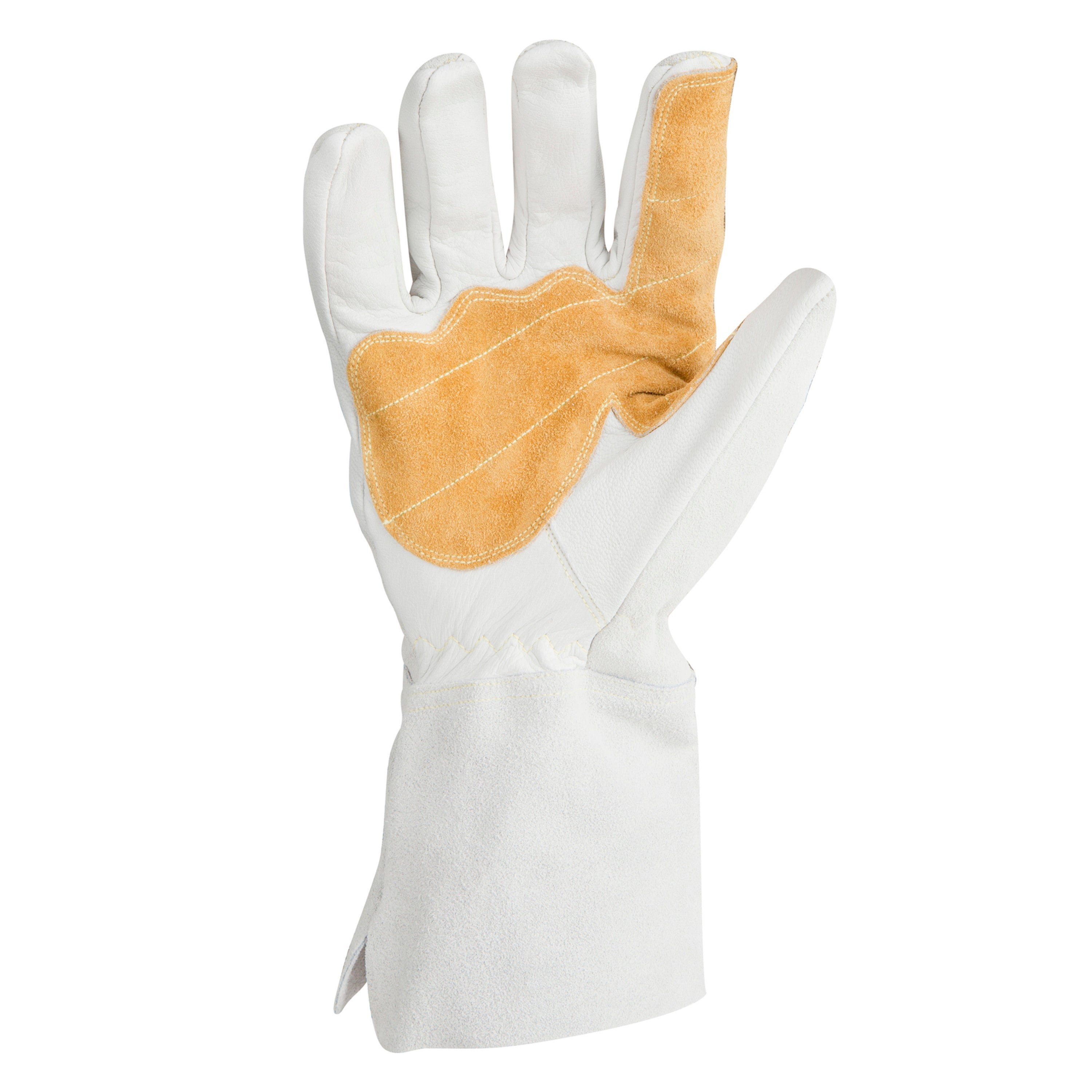 Electroweld Heavy Duty Welding Gloves - 400mm Cowhide Leather, Flame & Heat Resistant (Mig, Universal Size, Red)