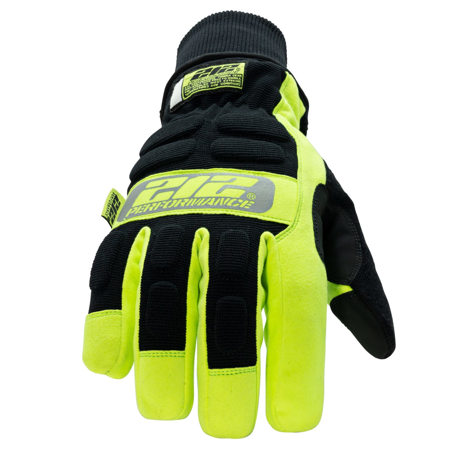 Waterproof Fleece Lined Impact Protective Tundra Winter Work Gloves in Black and Hi-Viz Yellow