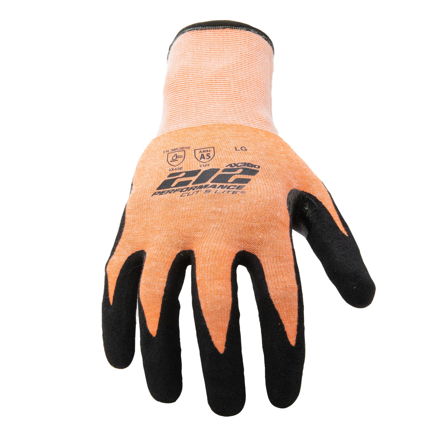 AX360 Seamless Foam Nitrile-dipped Cut Resistant Hi-Viz Gloves in Orange and Black