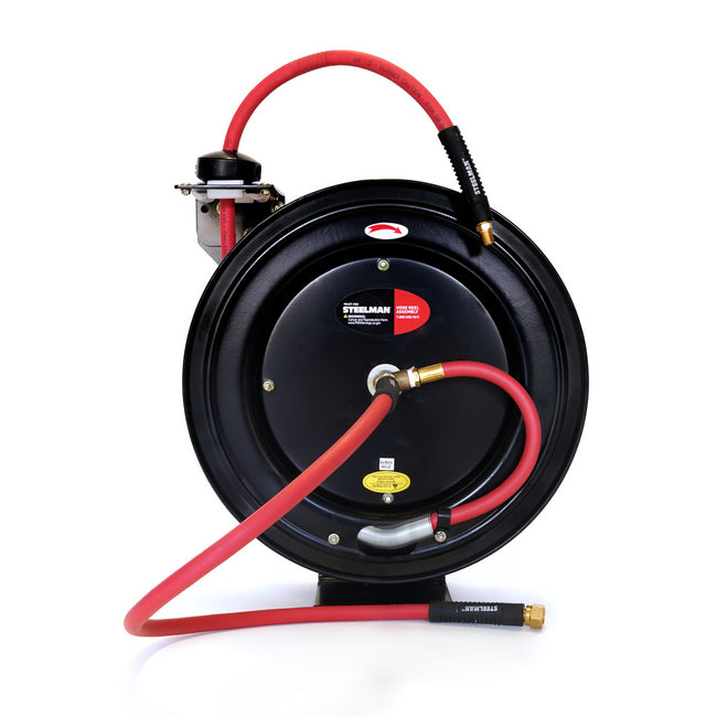 Enclosed Spring Pneumatic Hose Reel with 35-Foot 3/8-Inch ID Hose