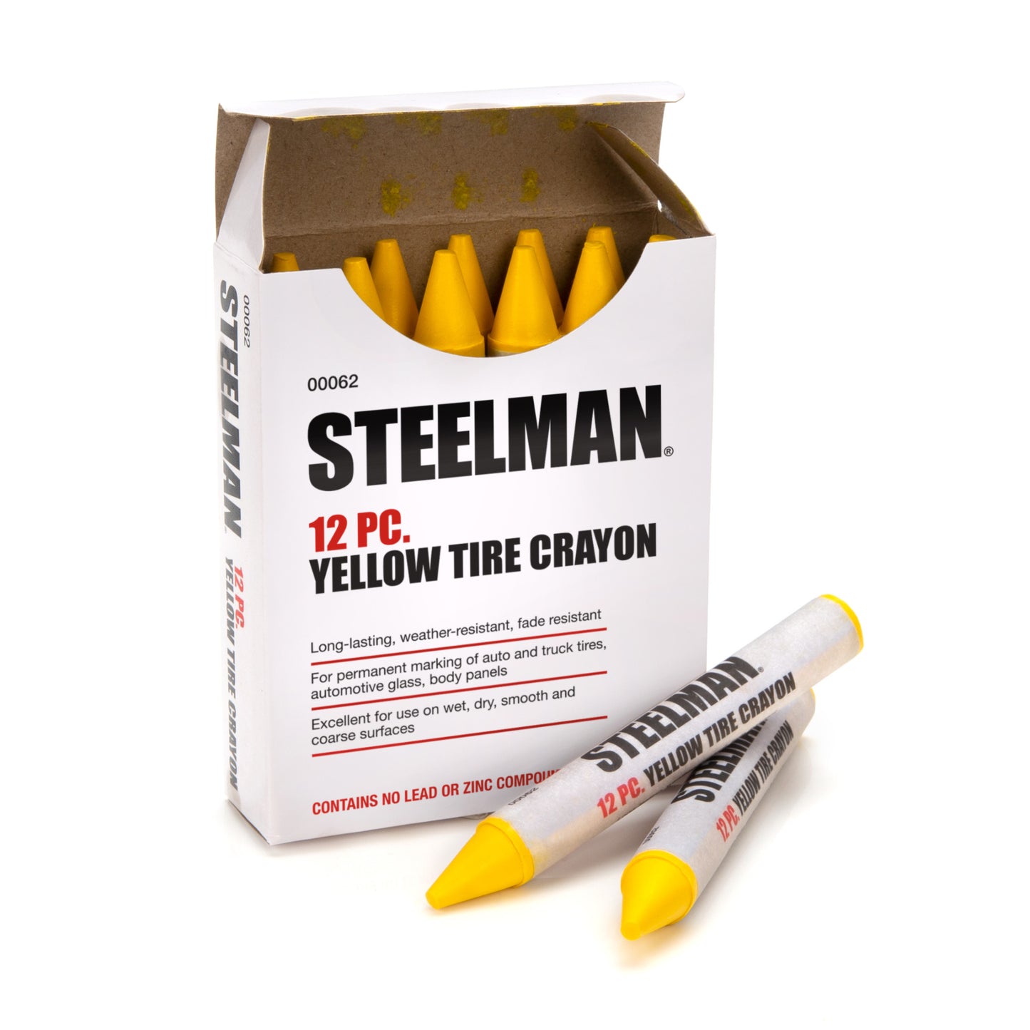 Yellow Tire Marking Crayons, Box of 12 (10-Pack)
