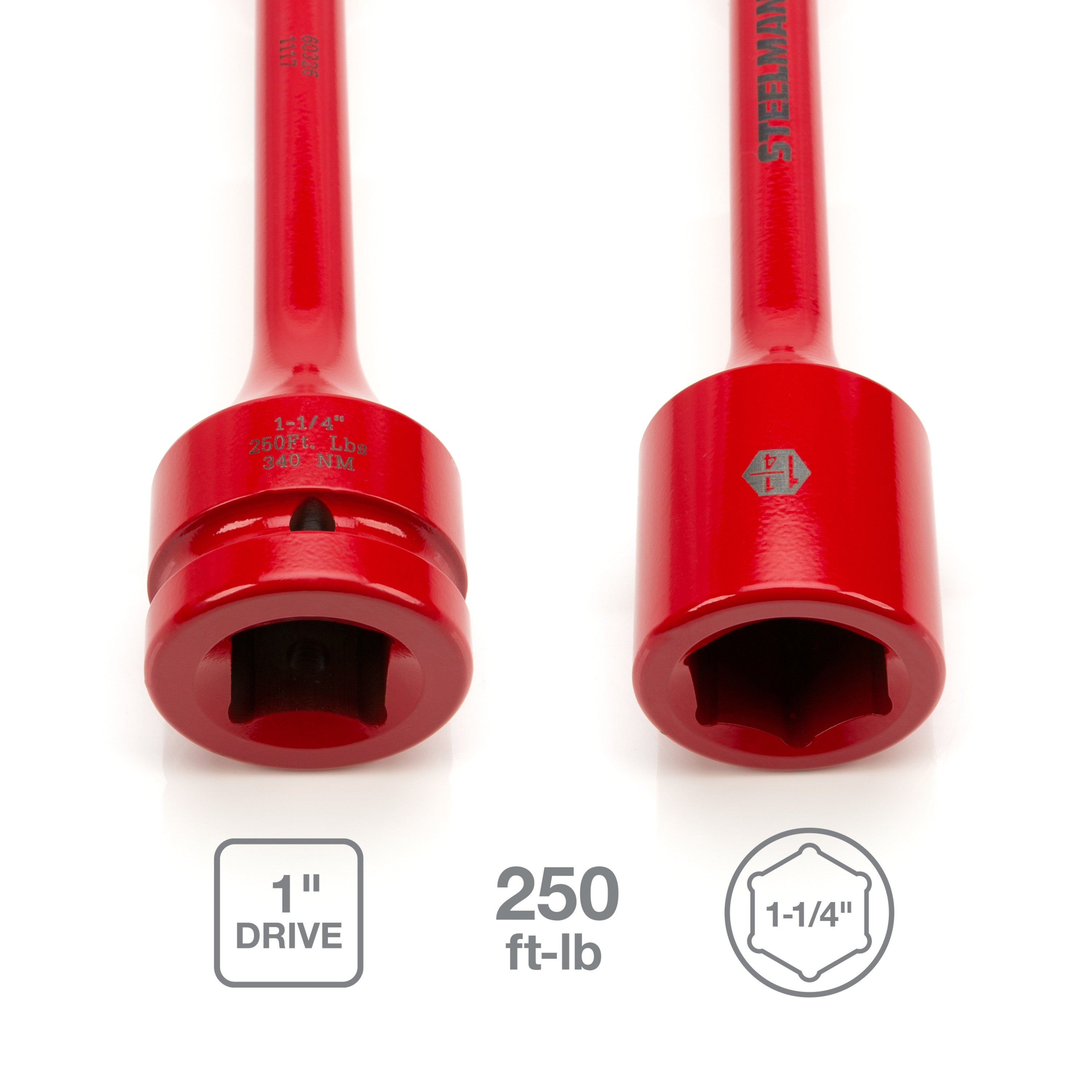 1-Inch Drive x 1-1/4-Inch 250 ft-lb Torque Stick, Red – Steelman Tools