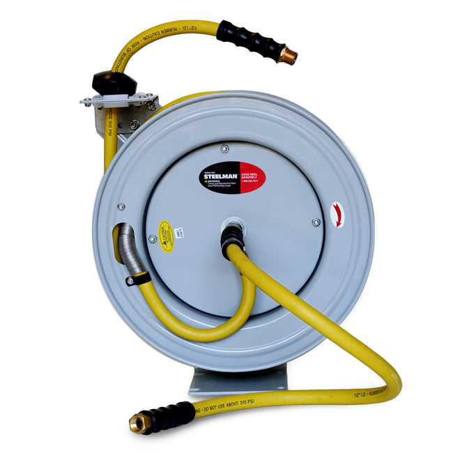 Enclosed Spring Garden Center Water / Pneumatic Hose Reel with 50-Foot 1/2-Inch ID Hose