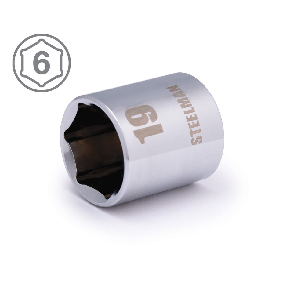 3/8-Inch Drive x 19mm 6-Point Socket