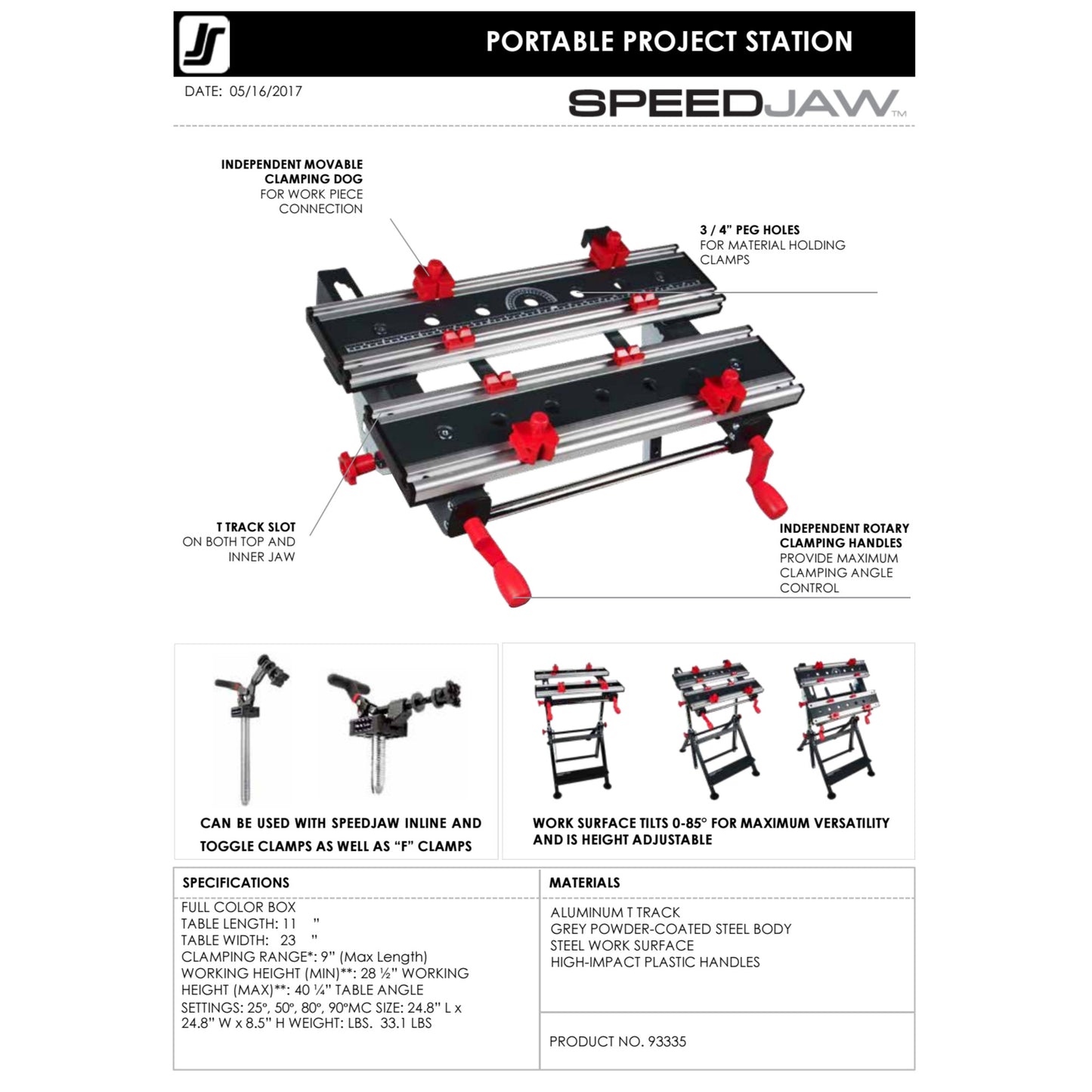 Portable Clamping Project Station with Adjustable Platform