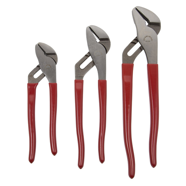 3-Piece Groove Joint Pliers Set with Plastisol Dipped Grips, 8, 10, and 12-Inch