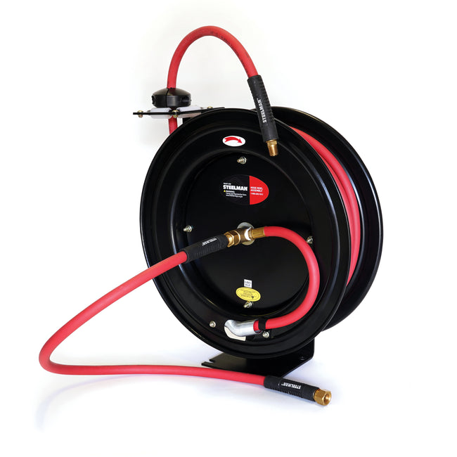 Enclosed Spring Pneumatic Hose Reel with 35-Foot 3/8-Inch ID Hose