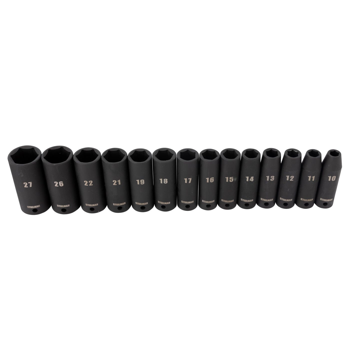 29-Piece 1/2-Inch Drive 6-Point Deep Impact Socket Set, Black